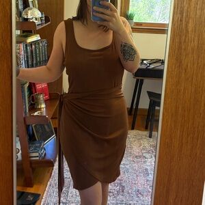 Elegant Brown Wrap Dress